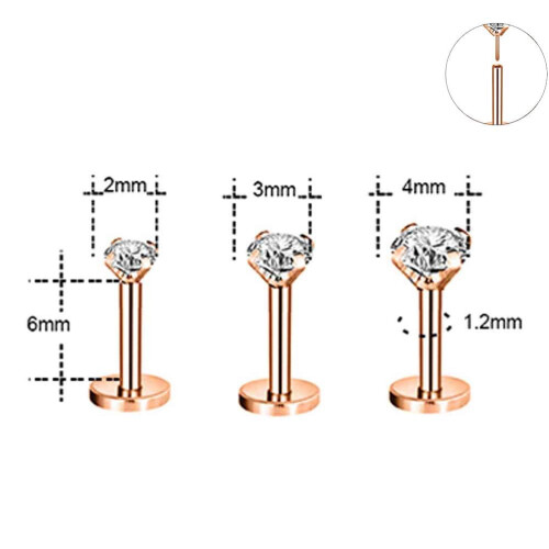 Labret Lip Studs Push-In 12-Piece Set 16G 1