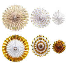 Tissue Paper Hanging Fans Party Decor Set 6 pcs Type 19