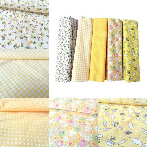 Cotton patchwork fabric squares 50x50cm yellow series