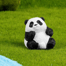 Panda Figurines Plastic Jungle Animal Set with Bamboo and