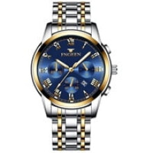 Stainless Steel Analog Quartz Watch with Luminous Dial and