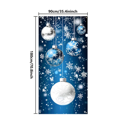 Capa de porta natalina com flocos de neve azuis, 35 x 71 polegadas 2