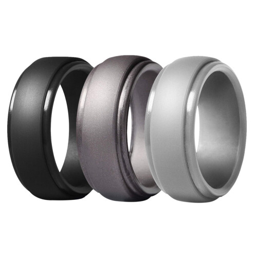 Silicone Wedding Ring for Men 8mm Width 8-Pack Size 10