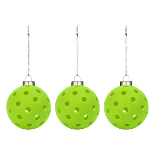Pickleball Ornament Set Green 3 Pieces