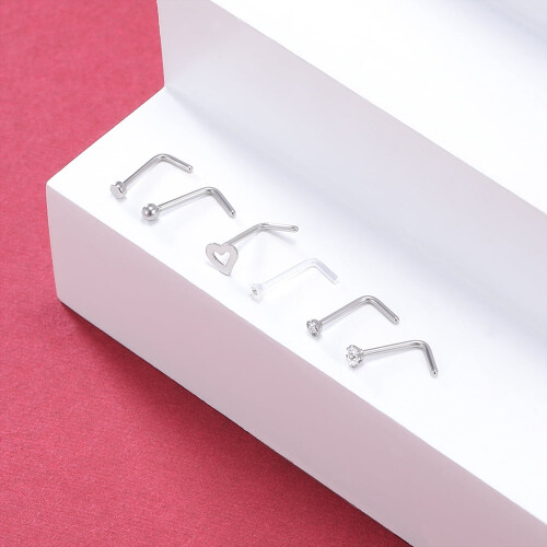 Clear Bioflex Nose Stud Set 6 Pieces 2