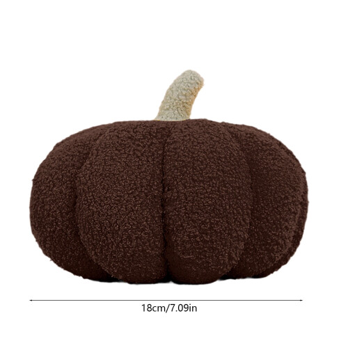 Pernă decorativă de pluș cu model de dovleac maro, 20x13 cm 2
