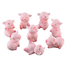 Miniature Pig Figurines Set 8 pcs for Fairy Garden and