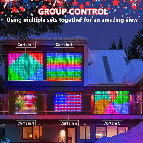 Smart LED Curtain Lights 400 LEDs 6.6x6.6 ft Color-Changing 2