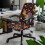 Housse de chaise de bureau extensible et lavable à motif coq et fleurs 2