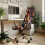 Housse de chaise de bureau extensible et lavable à motif coq et fleurs 3