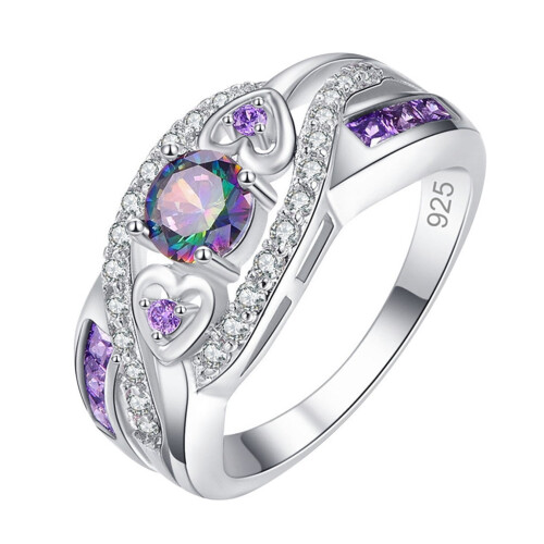 Non-Tarnish Gold Women's CZ Wedding Band Initial Ring Size