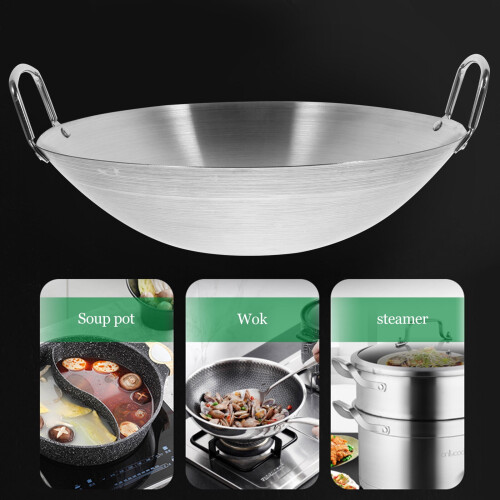 Non-Stick Stainless Steel Wok Double Handle 2