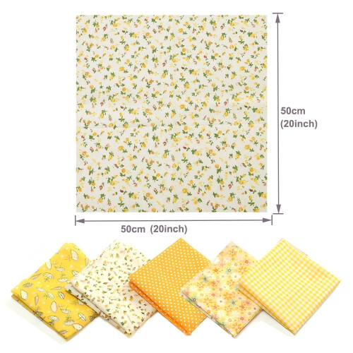 Cotton patchwork fabric squares 50x50cm yellow series 1