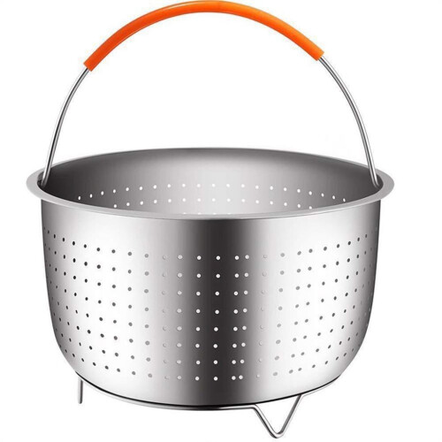 Stainless Steel Steamer Basket with Silicone Handle for 2