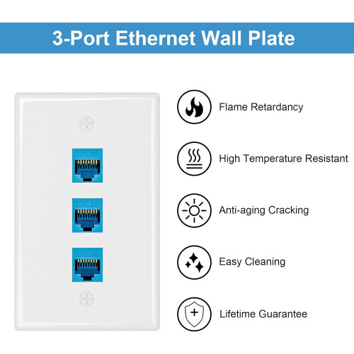 10Gbps Ethernet Wall Plate CAT6A 1-Port RJ45 2 Pack 2