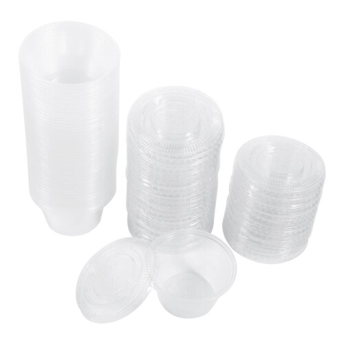 Ashata Plastic Sauce Cups with Lids, Clear, 4 Sizes, 50 Pcs 2