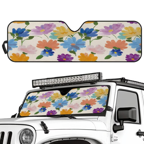 Foldable Floral Sun Shade for Jeep Wrangler Gladiator JT 1