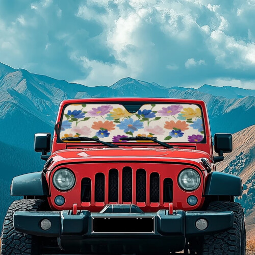 Foldable Floral Sun Shade for Jeep Wrangler Gladiator JT 2