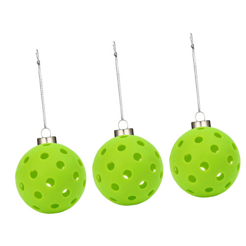 Pickleball Ornament Set Green 3 Pieces 2