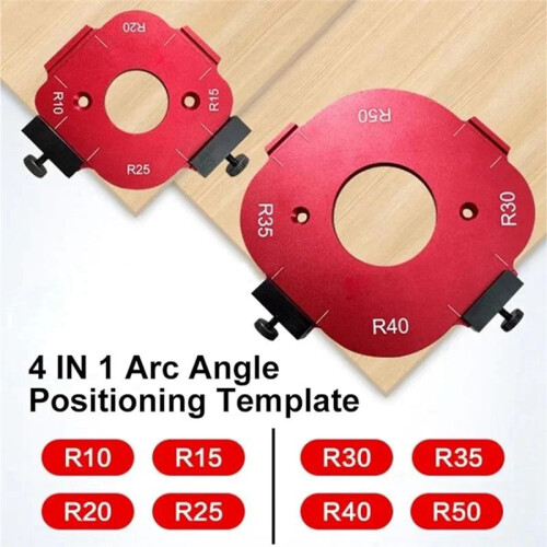 4-In-1 Arc Angle Positioning Template, Router Corner Radius Template, Corner Radius Jig Router Template, Reusable 10-25R 2