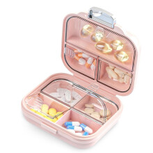 Resemedicinlåda med Etiketter, Bärbar Minimedicinlåda med 7 Fack, Ficka för Medicin, Daglig Medicinförvaring, B