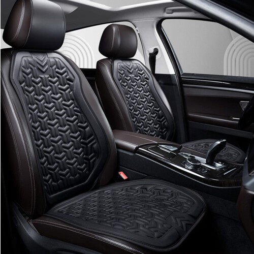 Ventilated Car Seat Cushion with Backrest Black