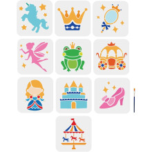 Fairy Tale Stencils Set Crown Castle Crystal Shoes Frog