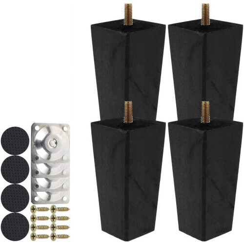 Wooden Sofa Legs Set 4 pcs 6 cm Solid Wood M8 Bolt