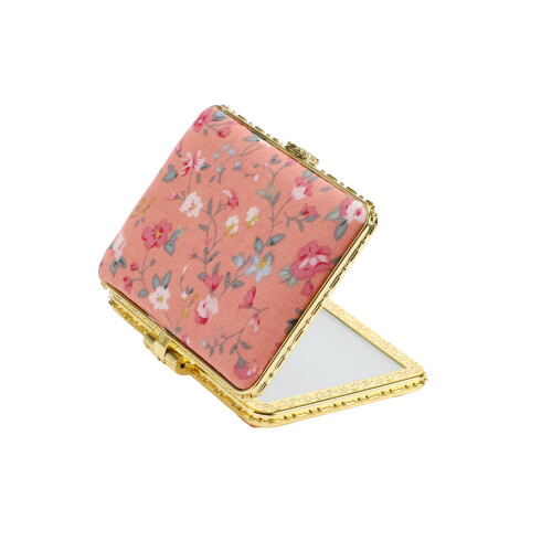 Compact Floral Pocket Mirror Square Pink Mini Mirror