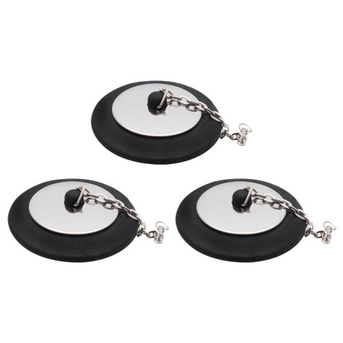 Rubber Choke Bathtub Drain Stopper with Chain 3 Pcs