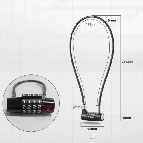 Soft Steel Wire Password Lock for Refrigerator Cabinet Door