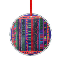 Geometric Glass Christmas Ornament Purple Blue 1 piece