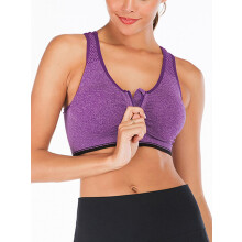 Women's Sports Bra with Front Zipper Padded Stretch Fitness