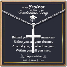 Cross Necklace Silver Cuban Link Chain for Men