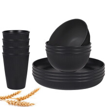 Plastic Cereal Bowl 24oz Wheat Straw Set of 8