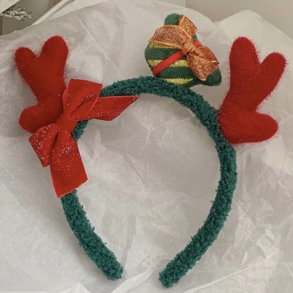 Christmas reindeer antlers headband for women fluffy deer