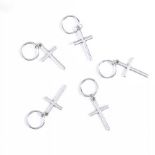 Punk Hip-Hop Hair Clips Silver Cross Shell Leaf 5 Pcs