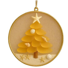Handmade Sea Glass Christmas Ornament Yellow
