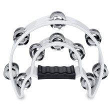 Half Moon Tambourine with Double Row Jingles White