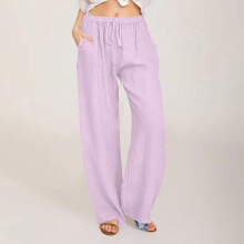 Women's Linen Wide Leg Palazzo Pants with Pockets
