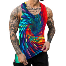 Awdenio Men's Summer Tank Top Fireworks Print Sleeveless