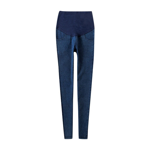 Damjeans med hög midja och utsvängda byxor för gravida