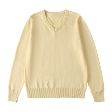 Unisex V-Neck Pullover Sweater Yellow Size 14-16 Years