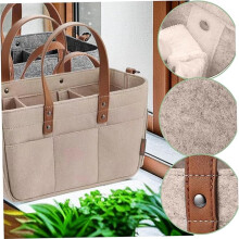 Portable Diaper Caddy Bag Khaki Leather Handle