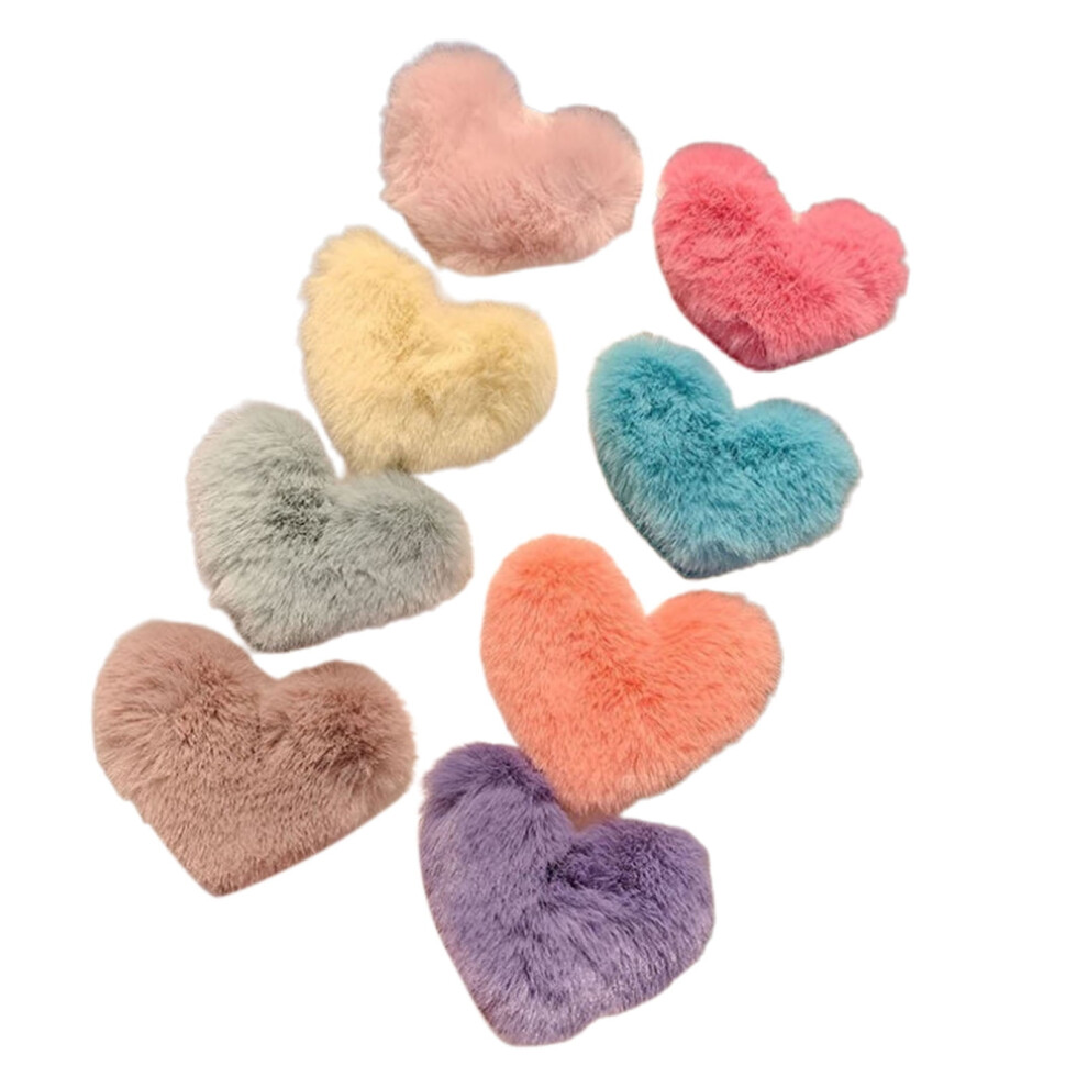 Xinwanna Sweet Plush Hair Clip Faux Mink Anti-slip Heart