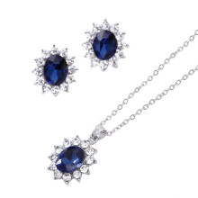 Earrings Jewelry Set Sapphire Blue Alloy 1 Pair