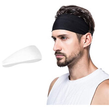 Men's White Headband Stretchy Moisture-Wicking 1 Pack