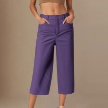 Women's Cropped Dress Pants High Waisted Straight Leg with