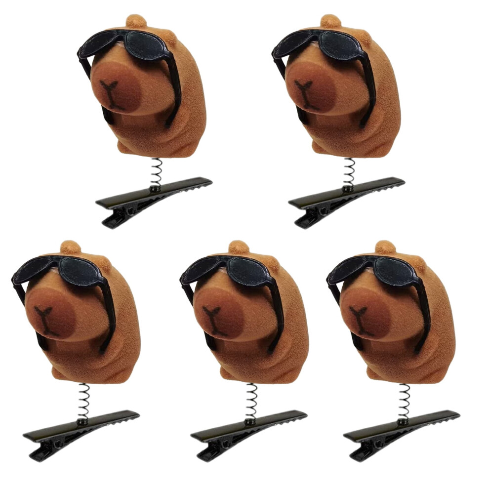 Xinwanna Cartoon Capybara Hair Clips with Sunglasses 5 pcs