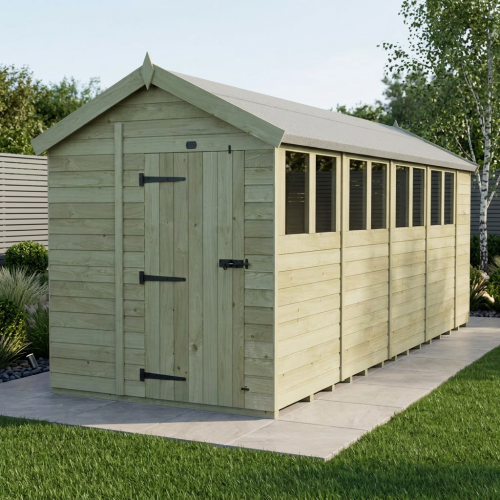 7 x 18 Apex Shed Tanalised (Single Door, With Windows)